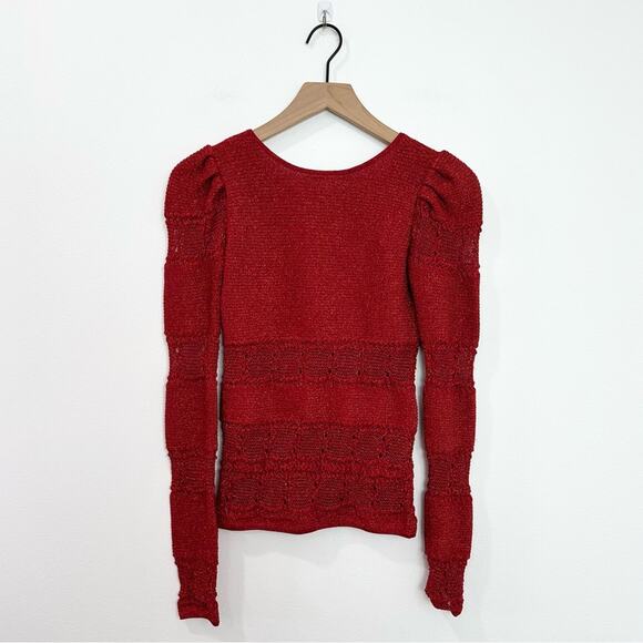 Ronny Kobo Michaela Metallic Knit Top Red size XS Romantic Date Night - Picture 1 of 6